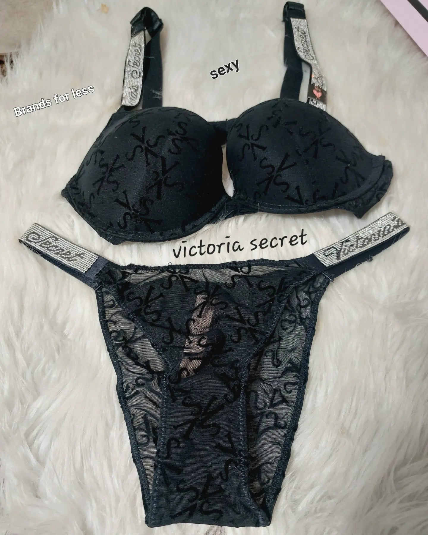 Victoria secret printed v.s puch up Black set