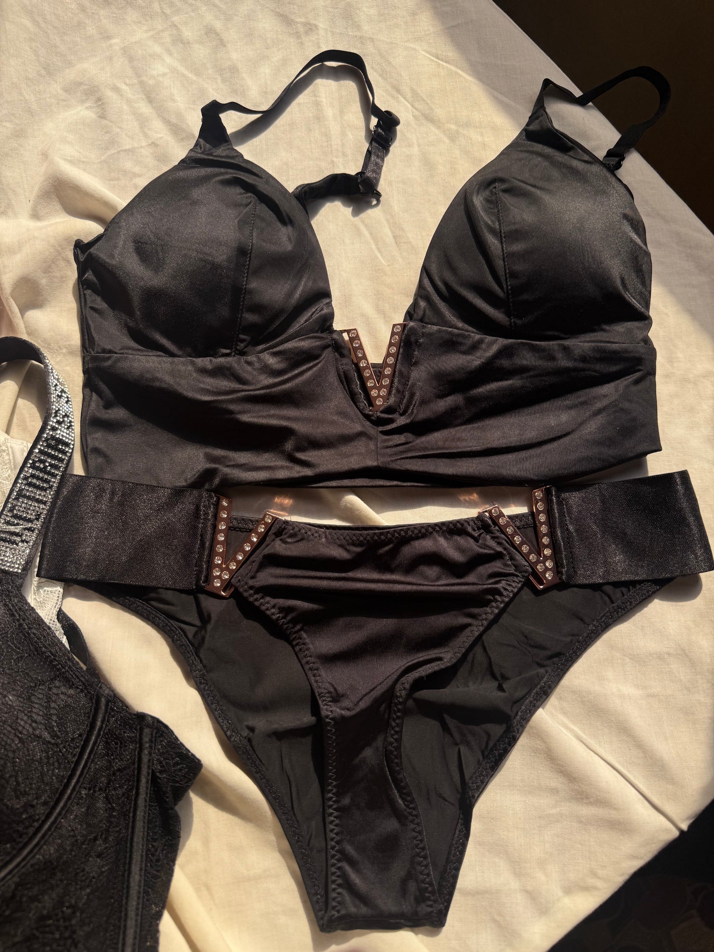 New victoria secret padded Bikini set Black