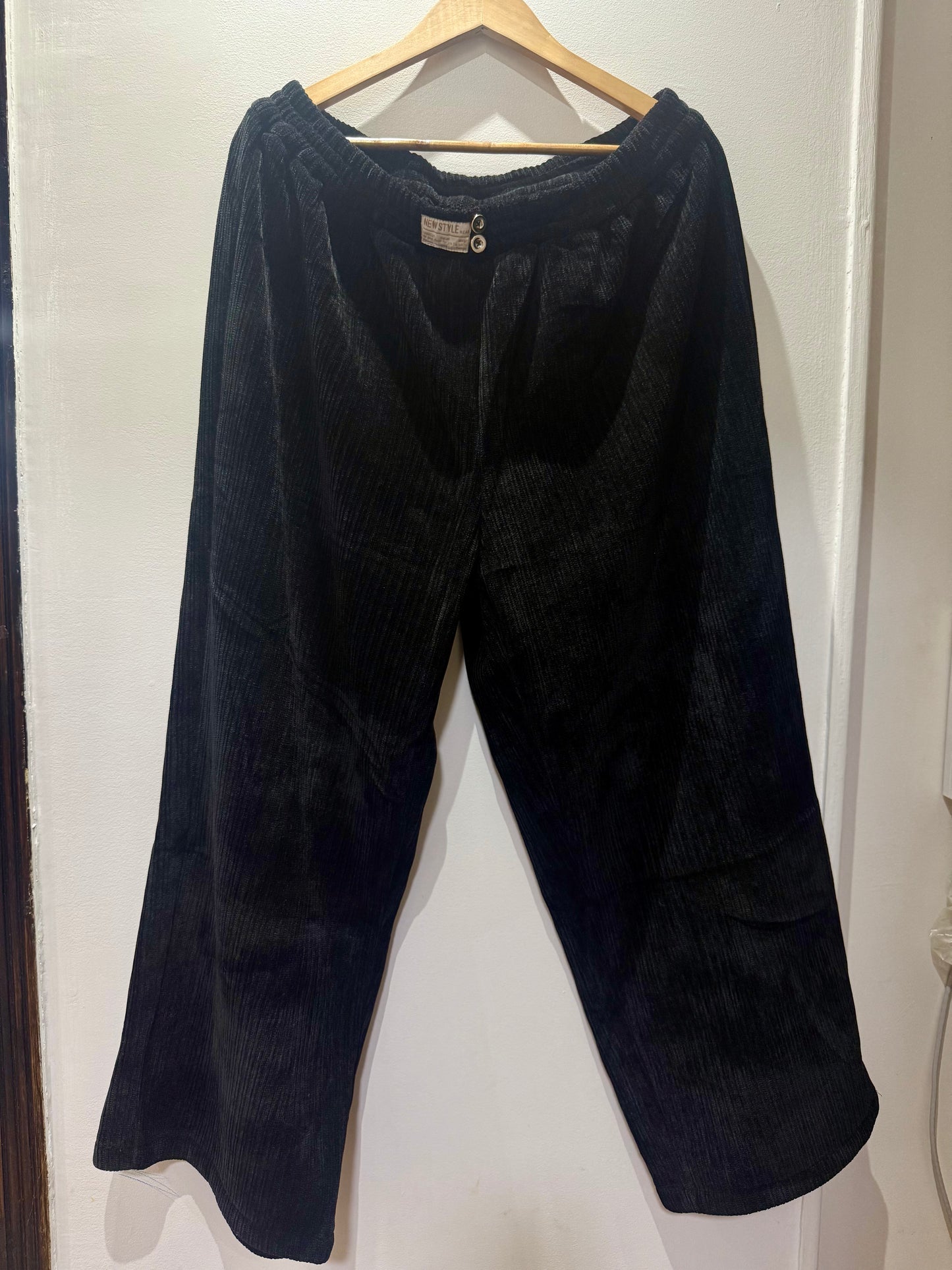 Big size Black Ribbed velvet pants