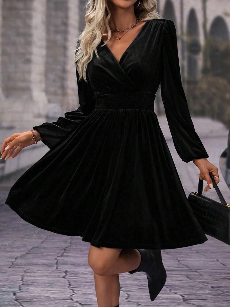 SHEIN Black Velvet Dress