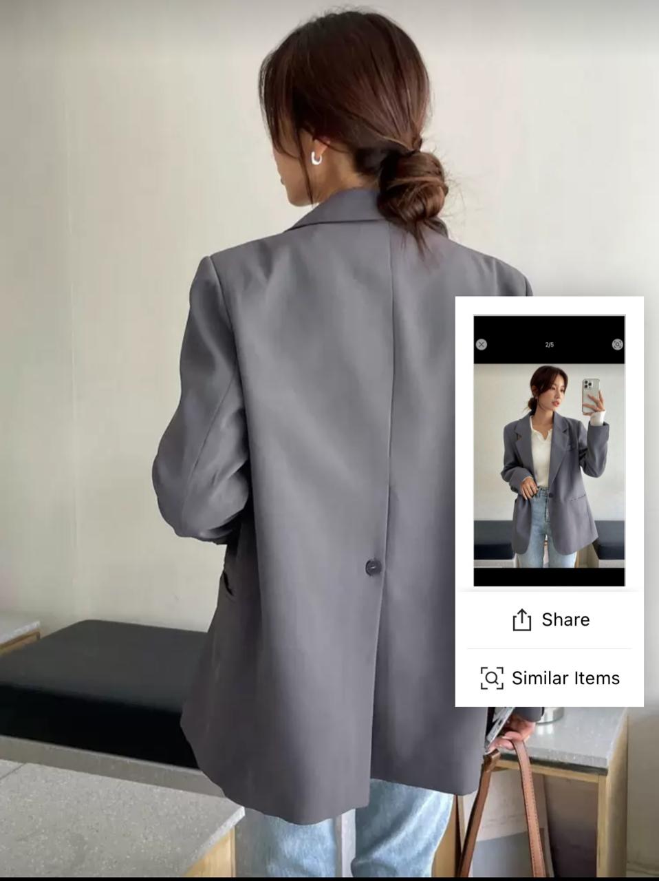 DAZY Casual Blazer Jacket in Grey color