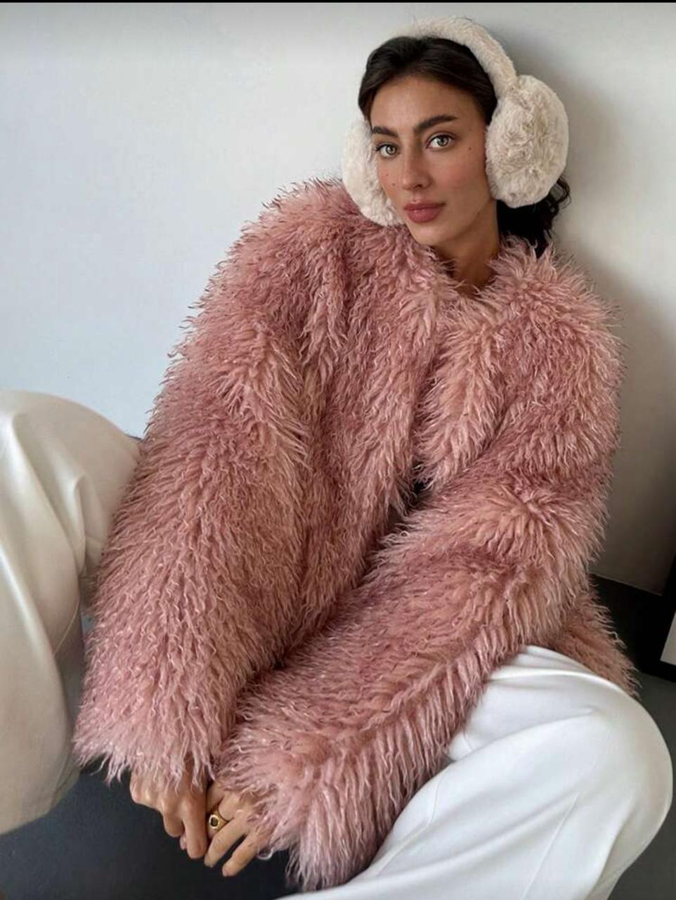 SHEIN Aloruh fluffy fur coat