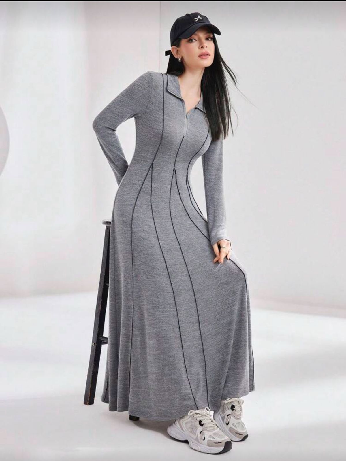 SHEIN Long Grey Dress