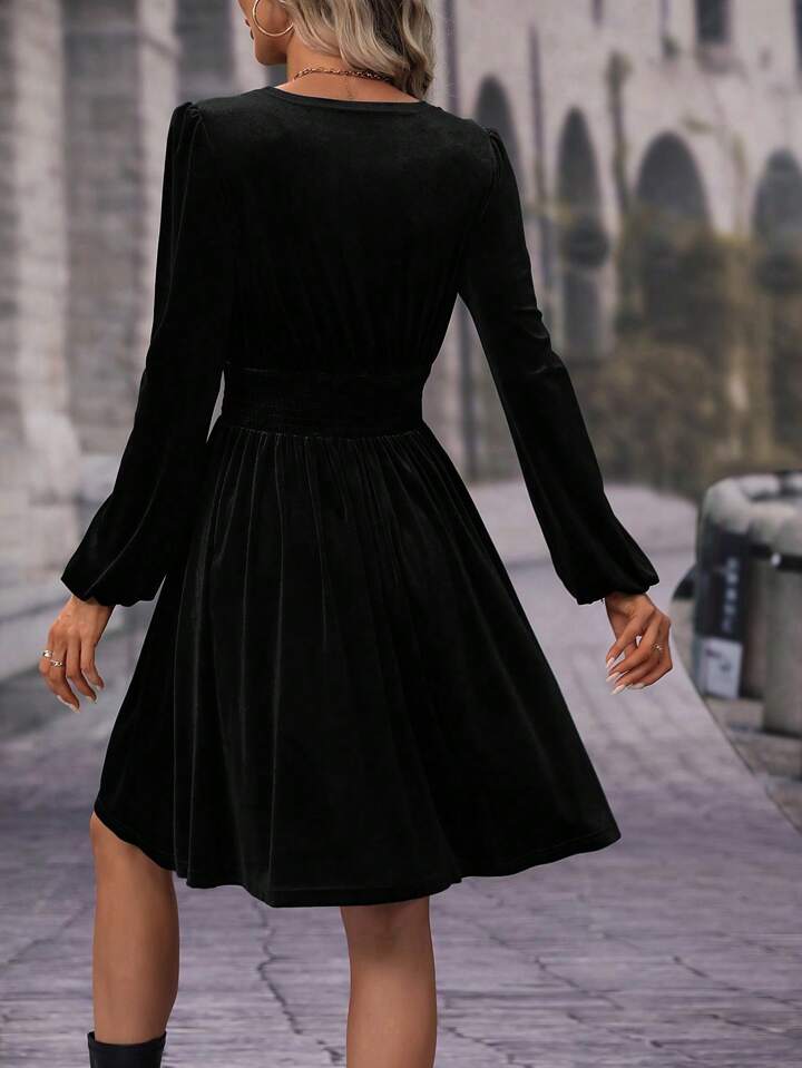 SHEIN Black Velvet Dress