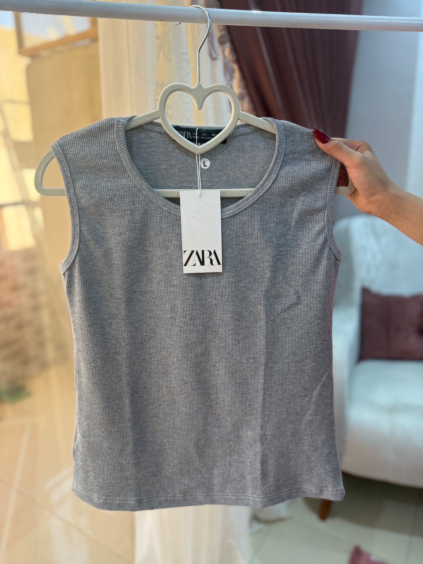 Ribbed cotton sleeveless Top
