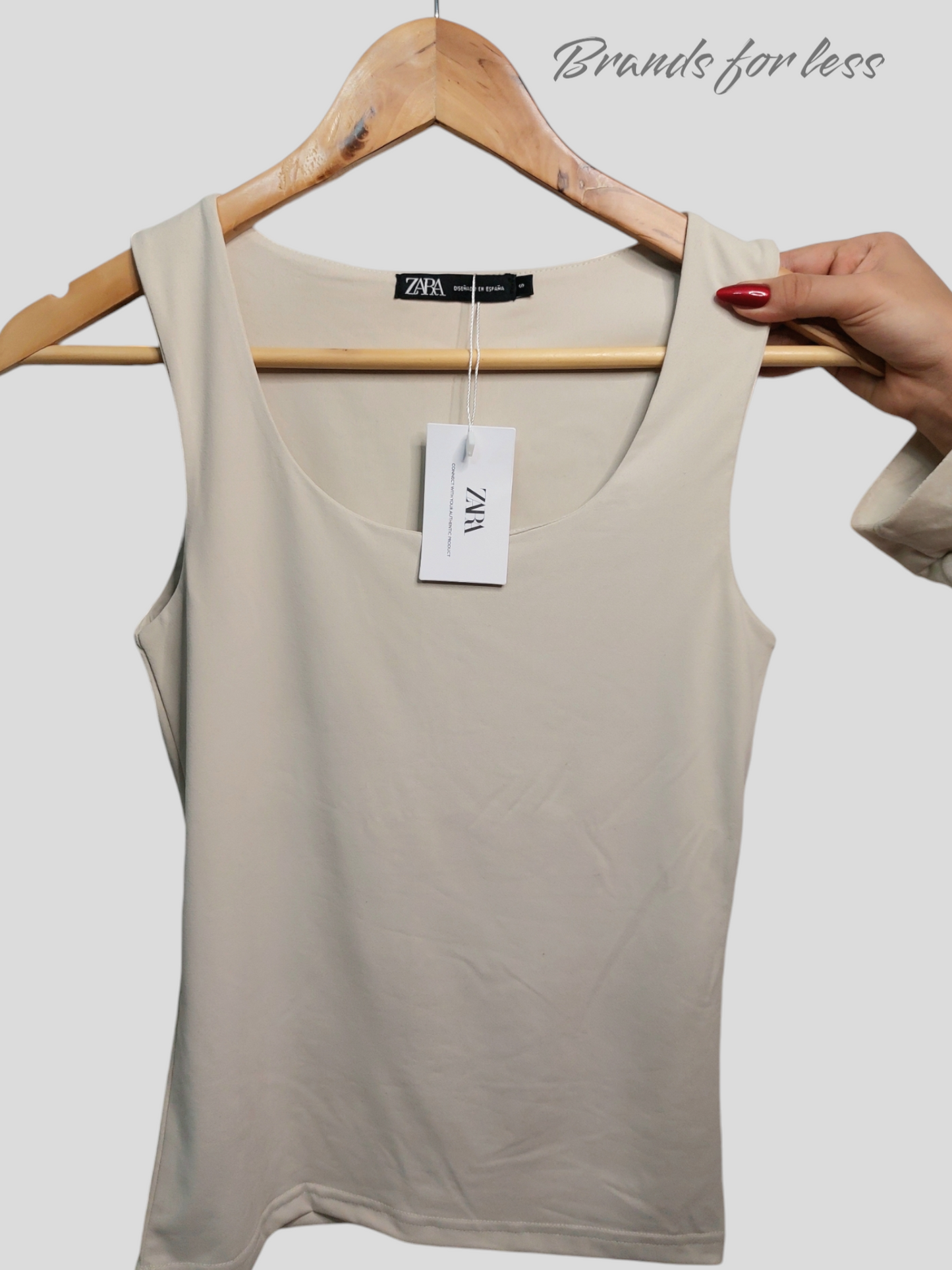 Zara  Cotton tank top Beige sleeveless