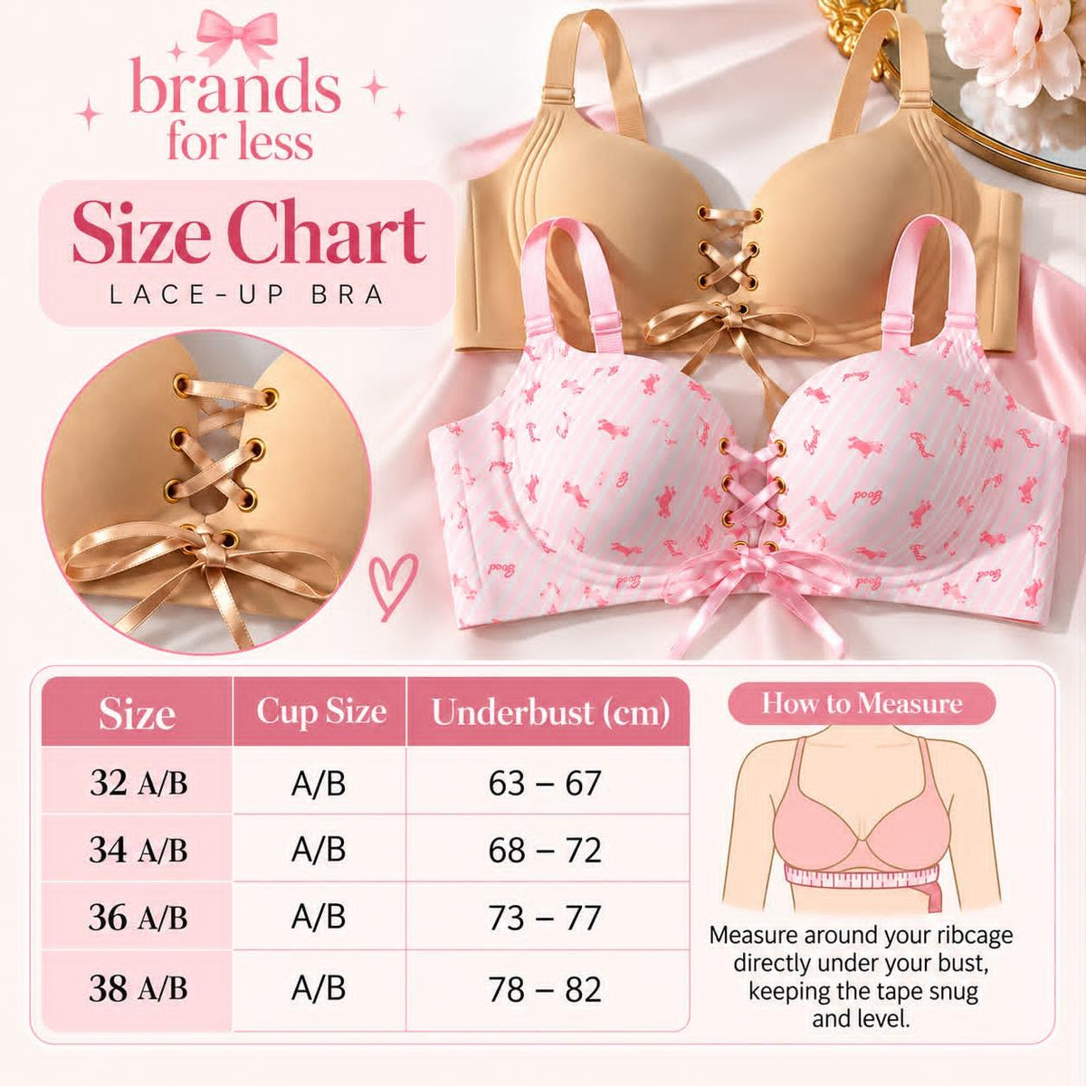 Sweetheart Lace -Up  push up Bra