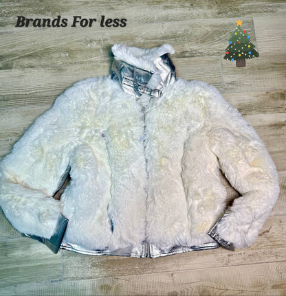 SHEIN premium Faux / Metalic Leather Jacket