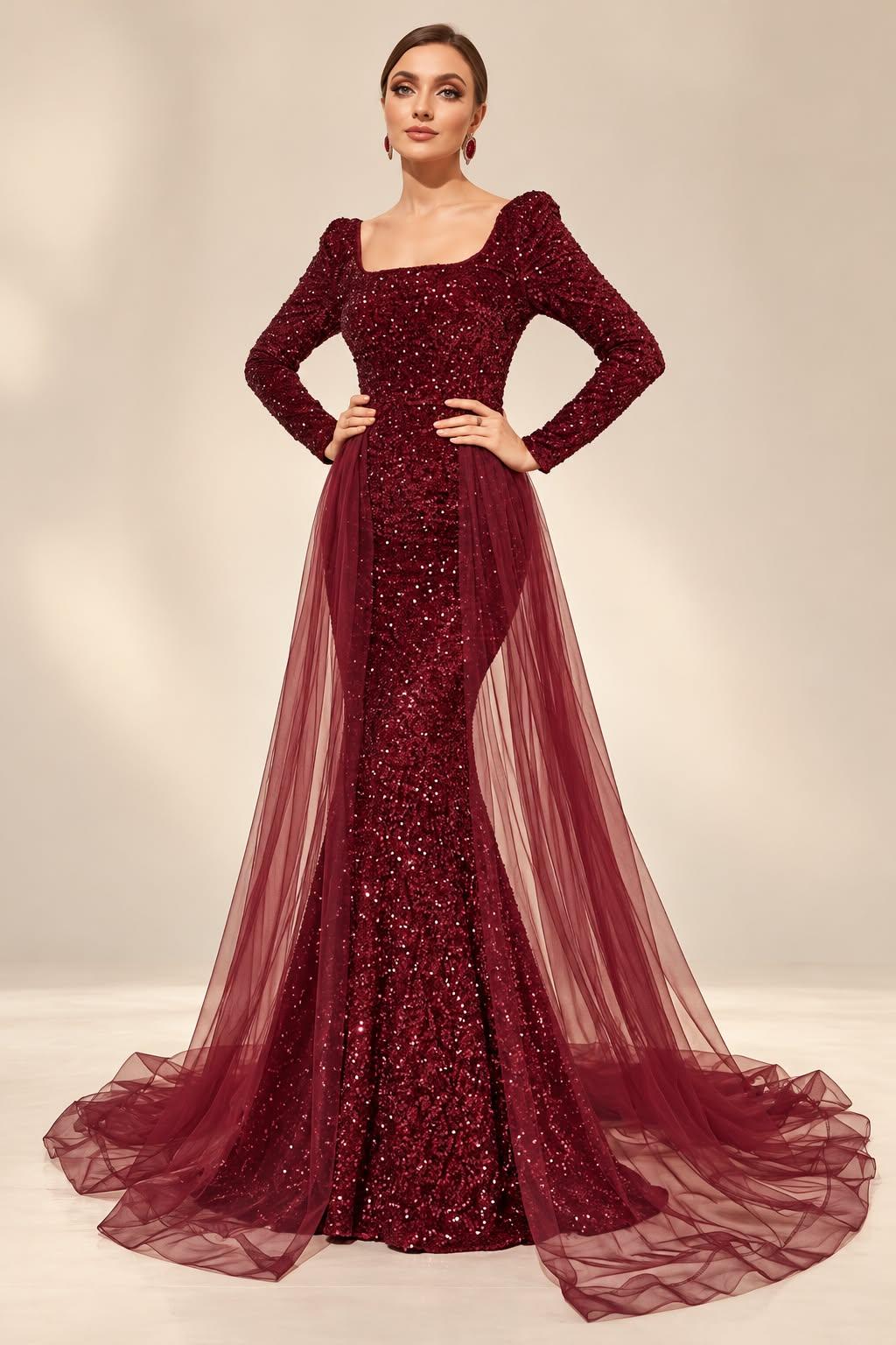 Velvet Burgundy Mermaid special Dress