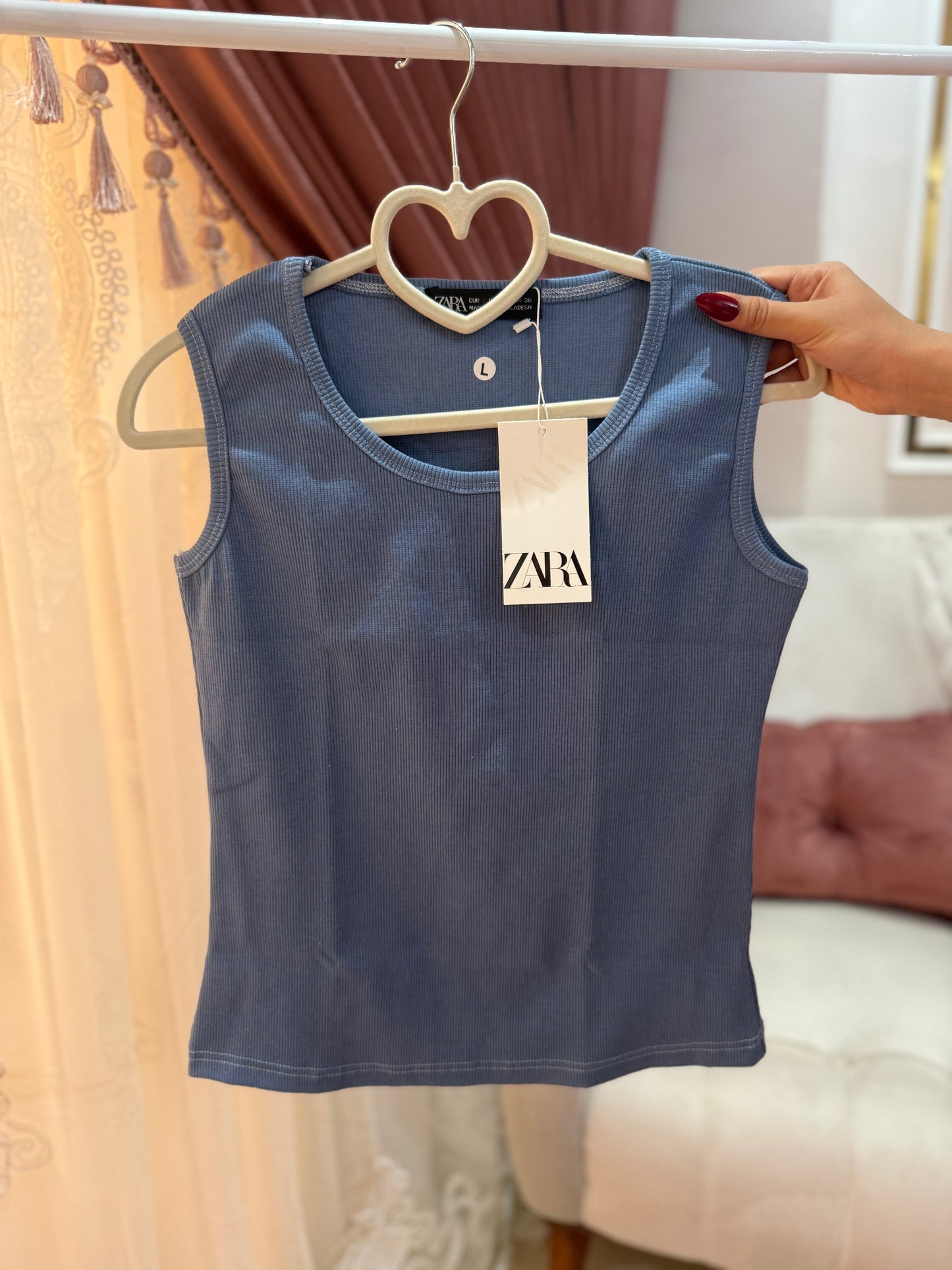 Ribbed cotton sleeveless Top