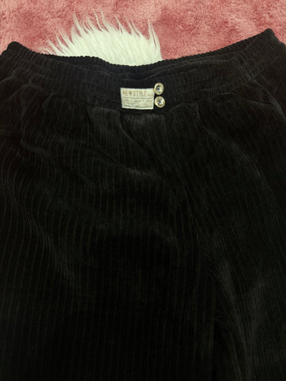 Big size Black Ribbed velvet pants