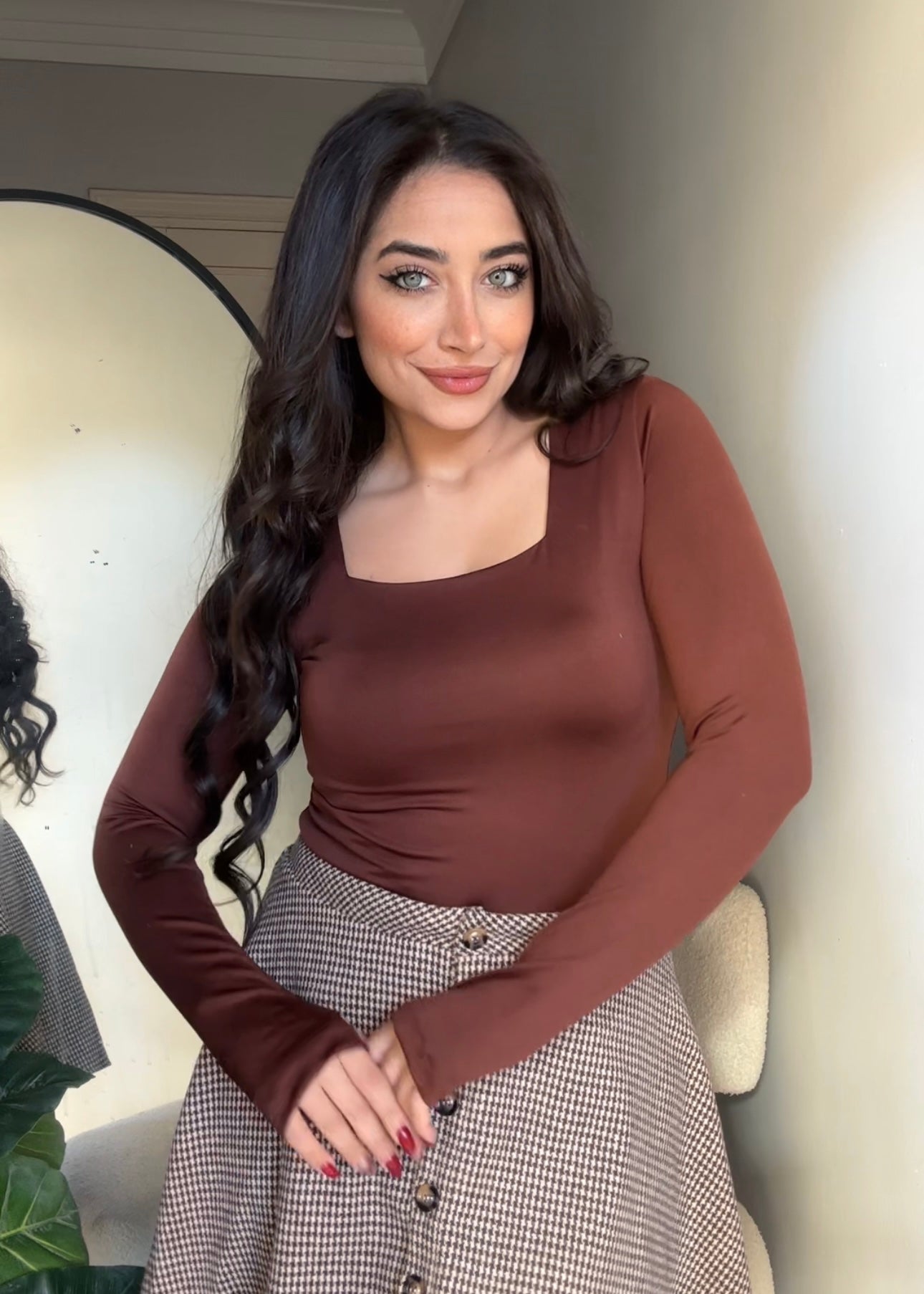 Zara  Square neck Long sleeves Top