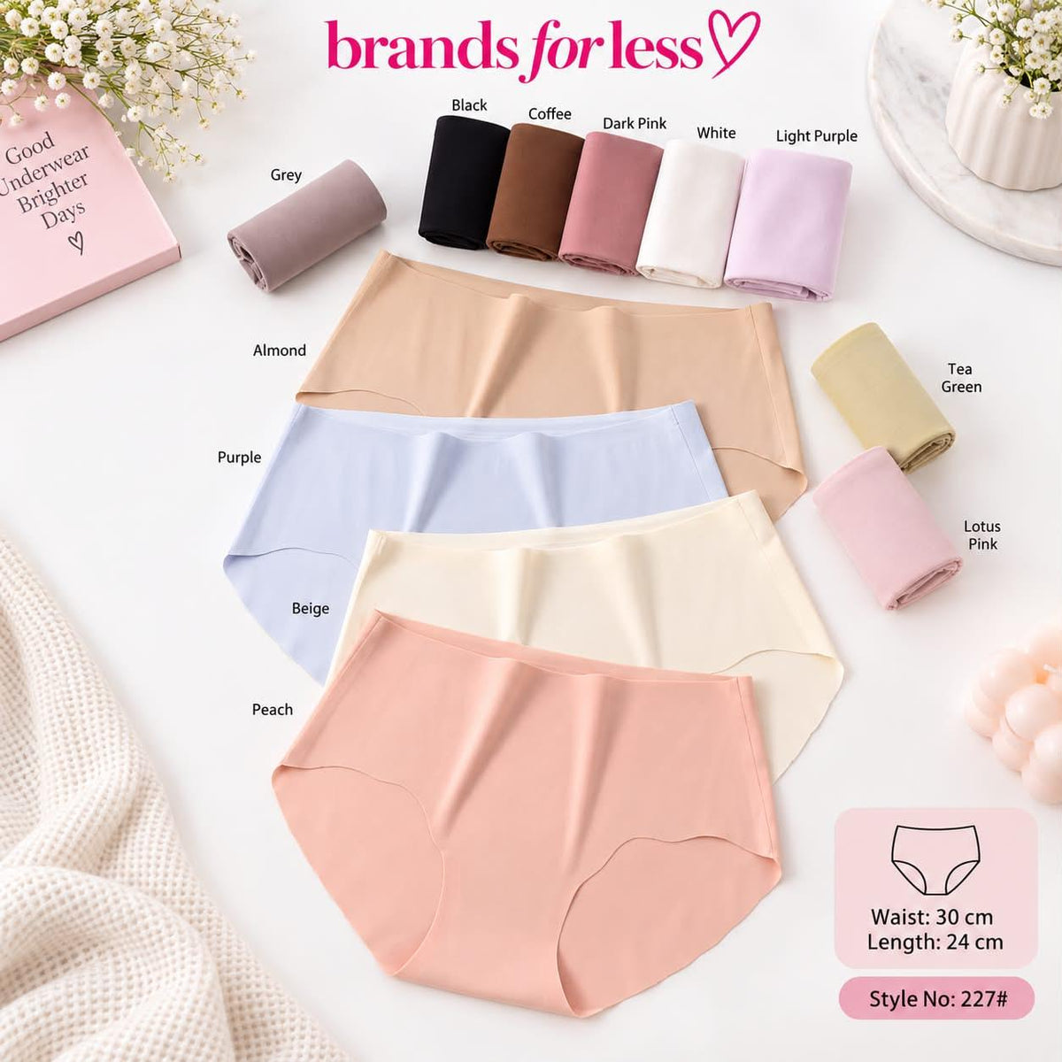 Seamless plain 4 pieces half bikini