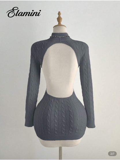 SHEIN Sexy Backless sweater Dress