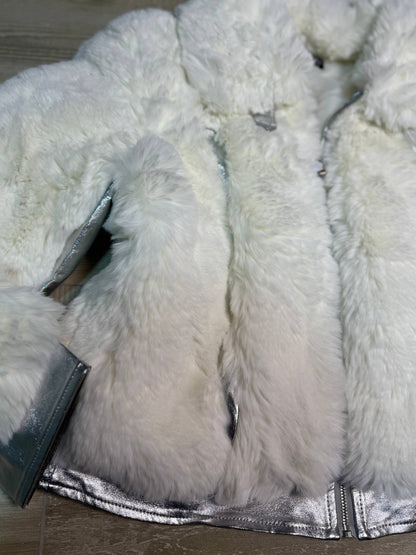 SHEIN premium Faux / Metalic Leather Jacket