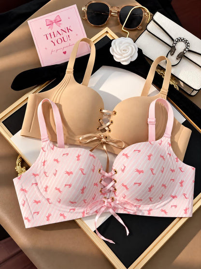 Sweetheart Lace -Up  push up Bra