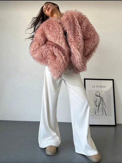 SHEIN Aloruh fluffy fur coat