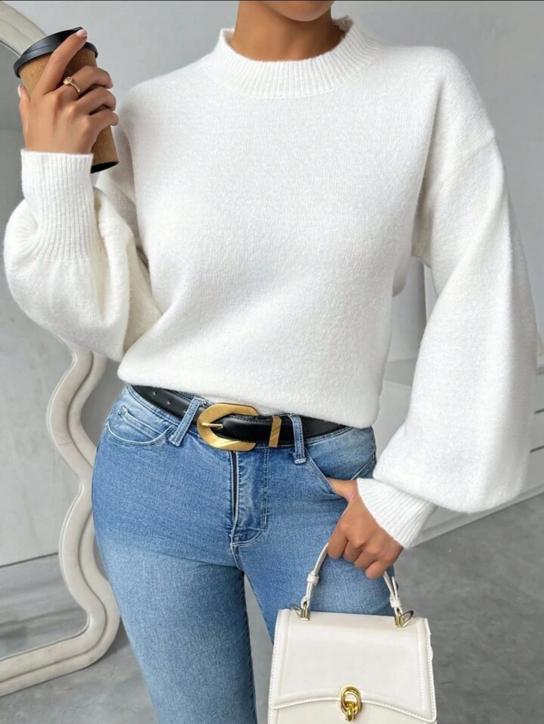 SHEIN OFF WHITE PULLOVER