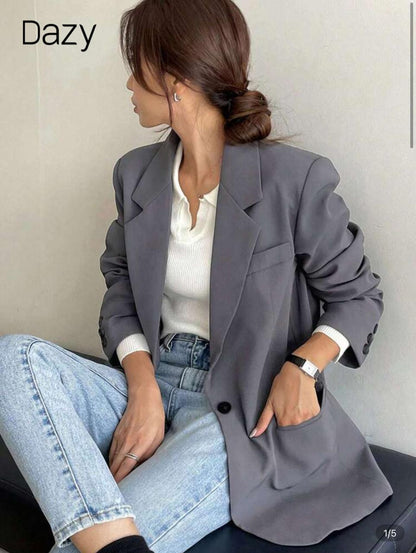 DAZY Casual Blazer Jacket   in Grey color