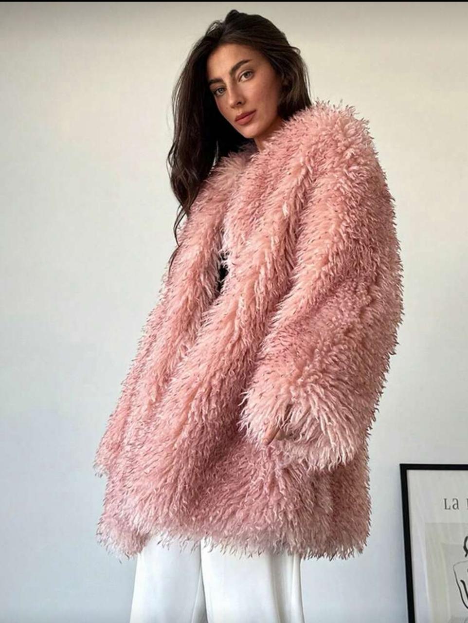 SHEIN Aloruh fluffy fur coat