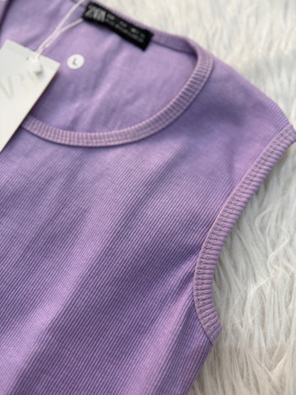 Ribbed cotton sleeveless Top